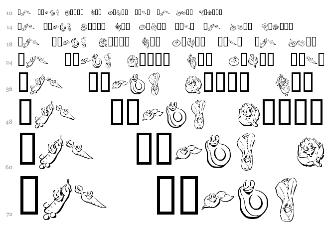 KR Happy Veggies! font waterfall